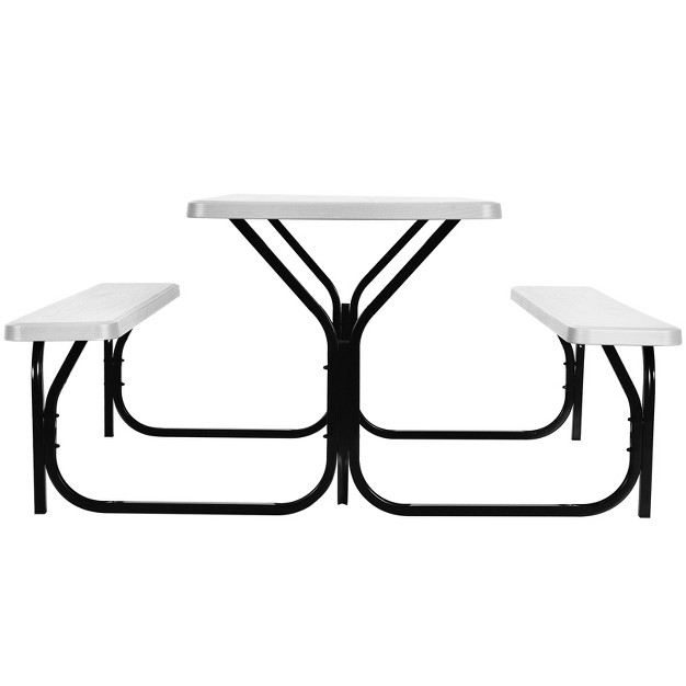 Costway Picnic Table Bench Set Outdoor Backyard Patio Garden Party Dining All Weather White