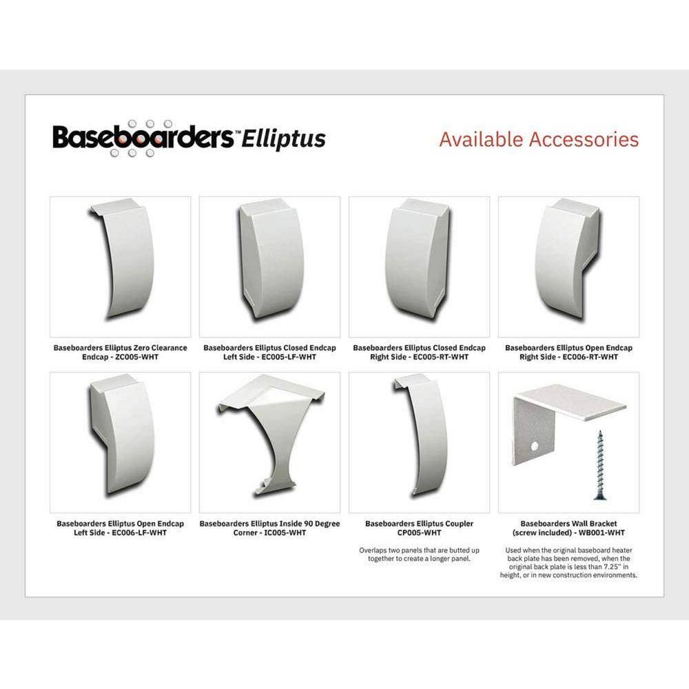 Baseboarders Elliptus Series 6 ft. Galvanized Steel Easy Slip-On Baseboard Heater Cover in White BA001-72-WHT