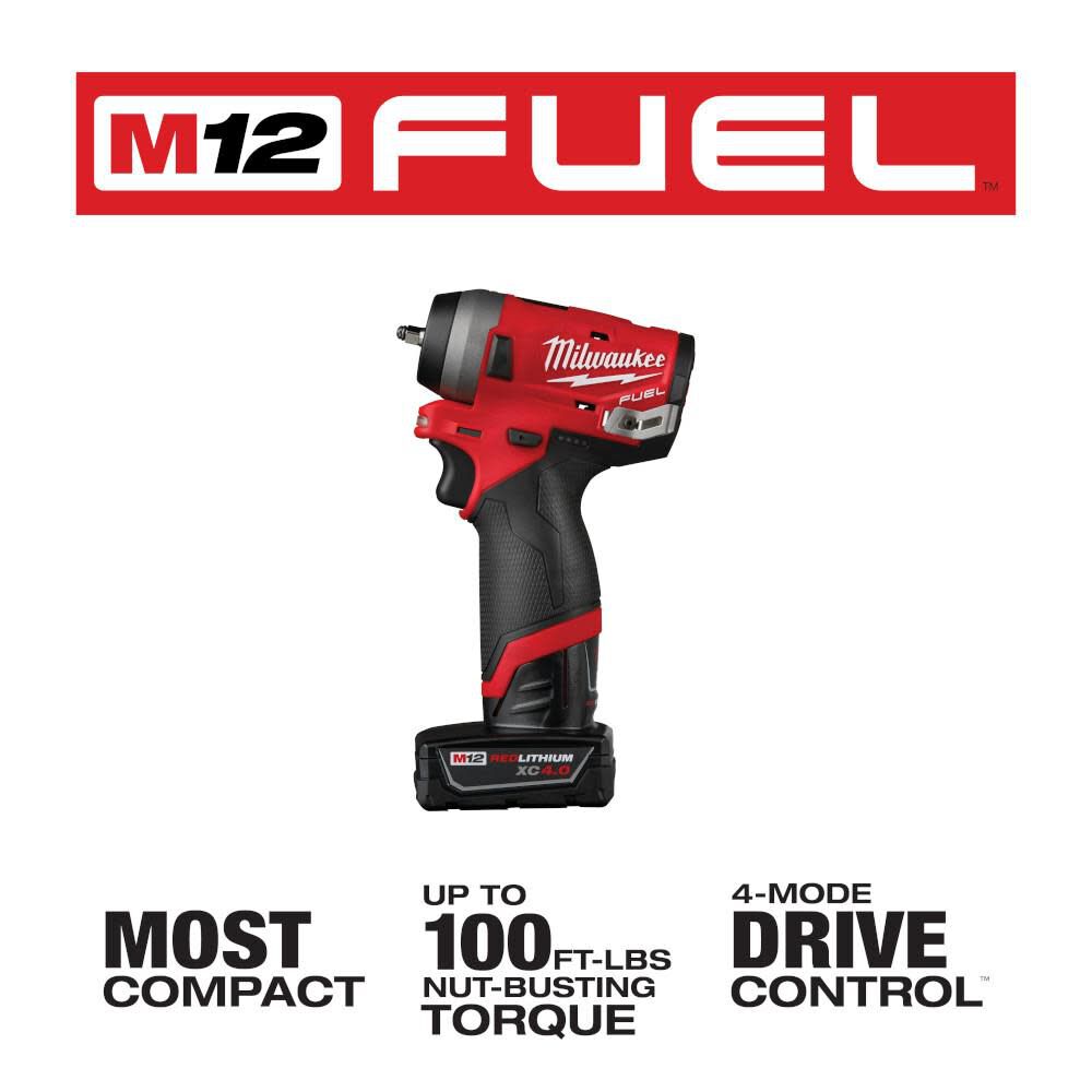 Milwaukee M12 FUEL Stubby 1/4 in. Impact Wrench Kit 2552-22 from Milwaukee