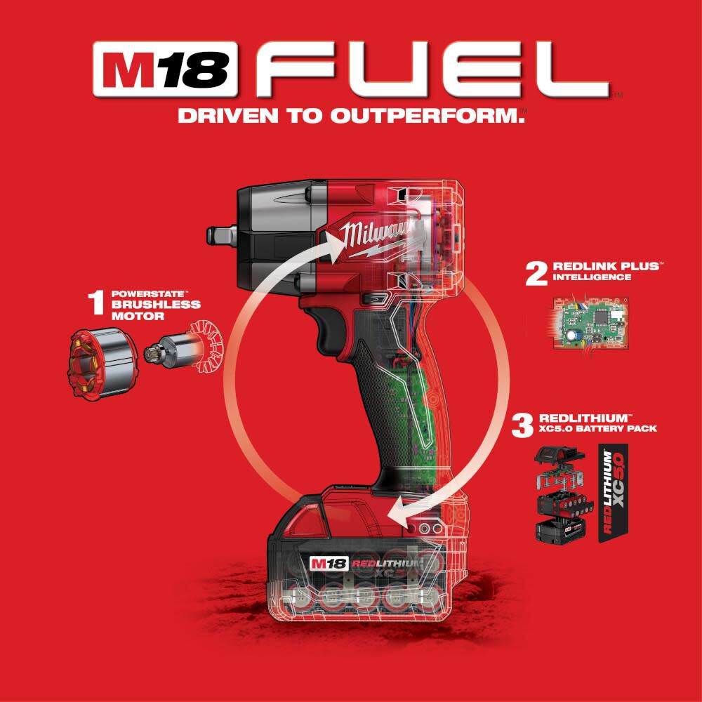 Milwaukee M18 FUEL 3/8 Mid-Torque Impact Wrench with Friction Ring Kit 2960-22 from Milwaukee