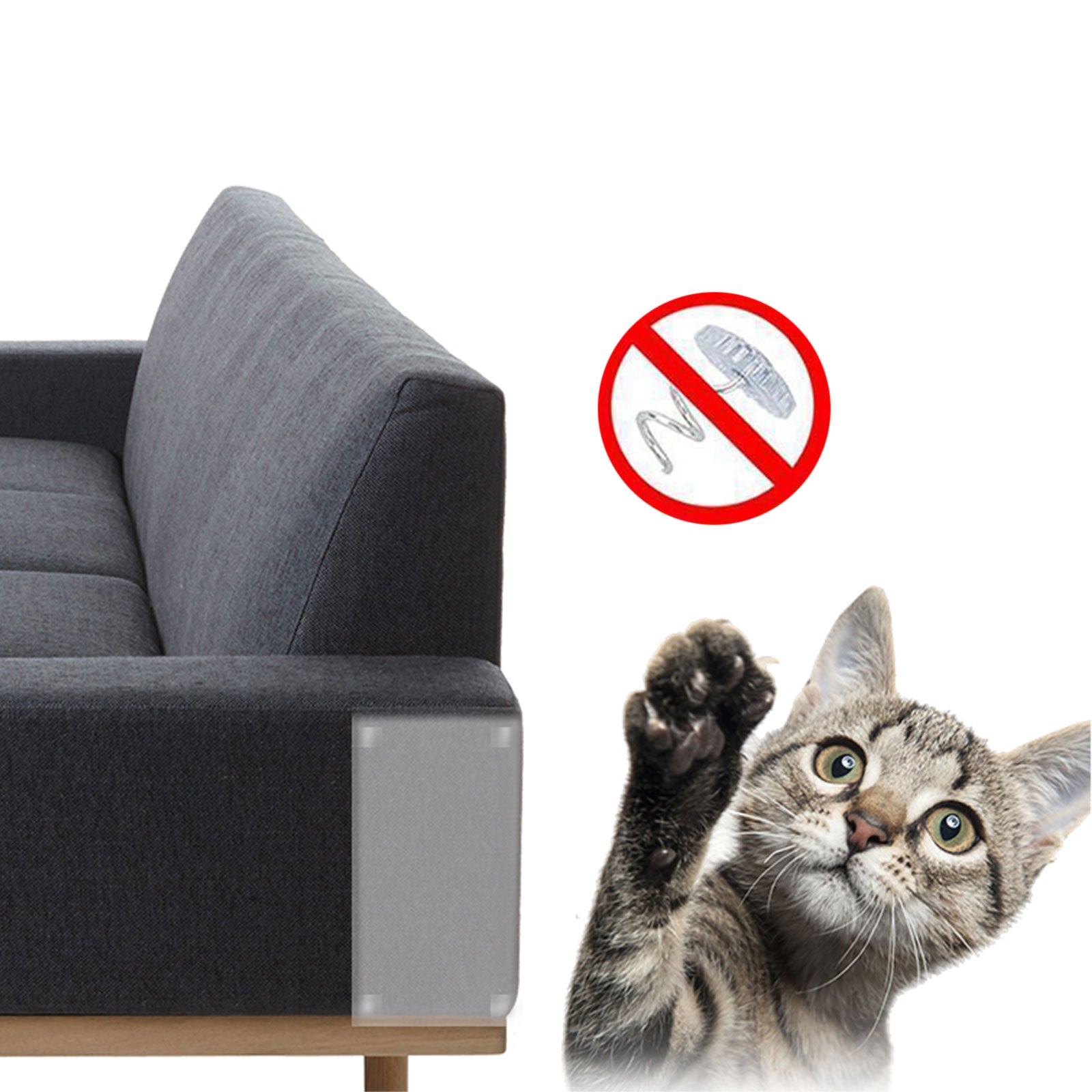 EEEkit Plastic Cat Scratching Furniture Protector， Pet Couch Protector Pet Scratch Protector Set for Clawing Protection Guard Repellent for Fabric Sofa Table Set Pads