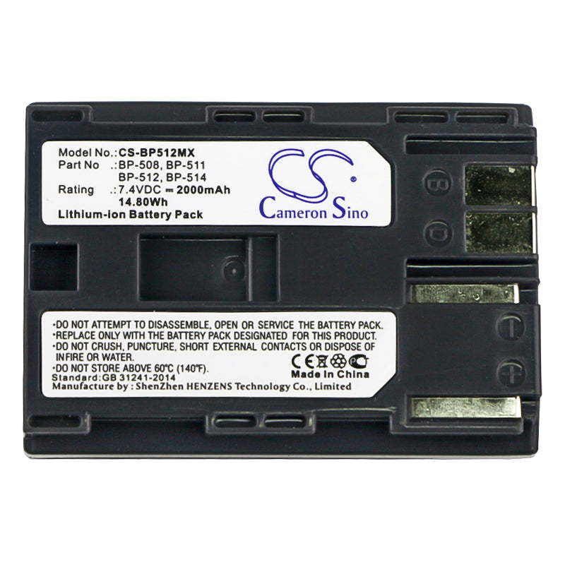 Canon DMMV100X DMMV100Xi DMMV30 DMMV40 2000mAh Replacement Battery BatteryClerkcom Camera