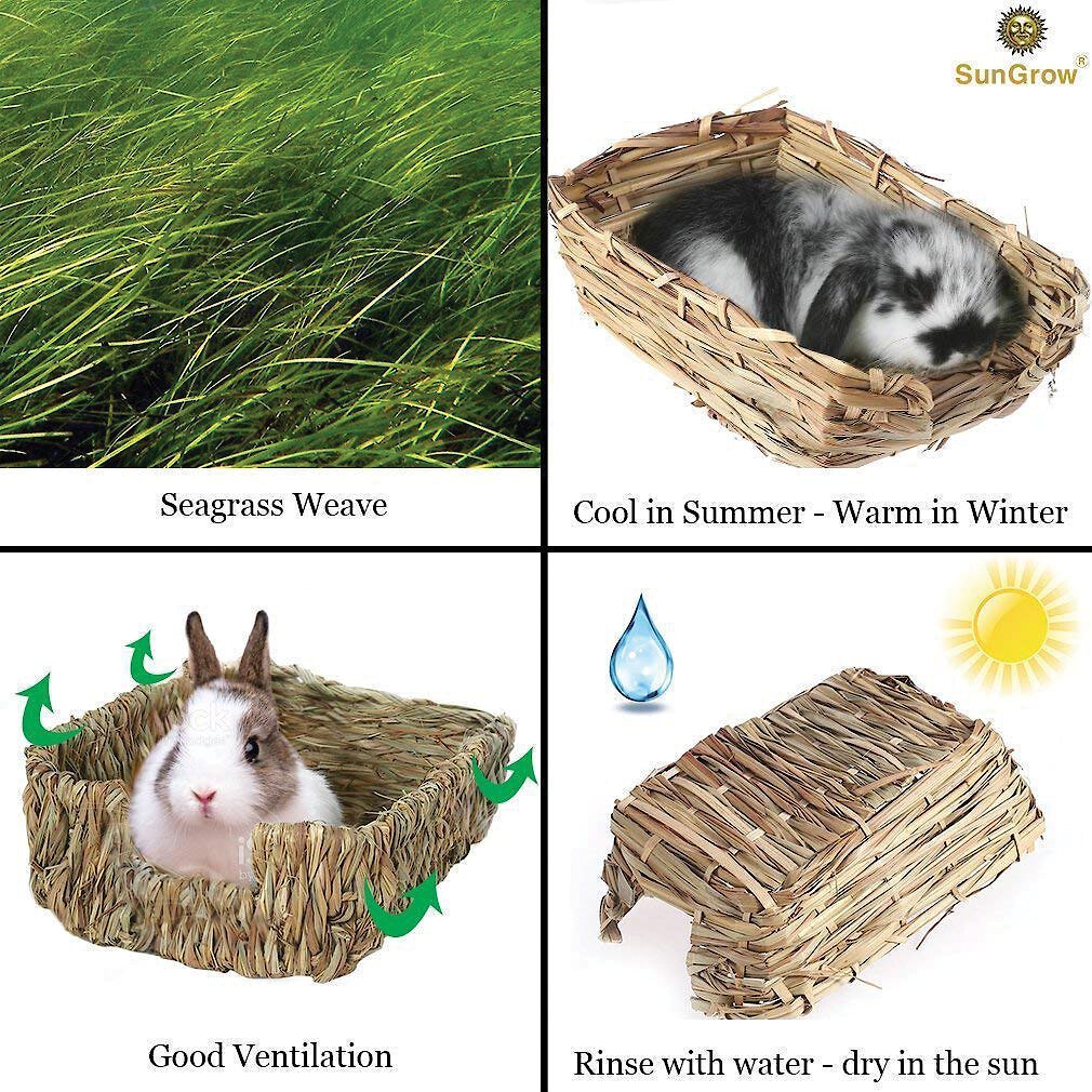 SunGrow Hay Feeder and Cage Food Dispenser Rabbit and Guinea Pig Grass Bed