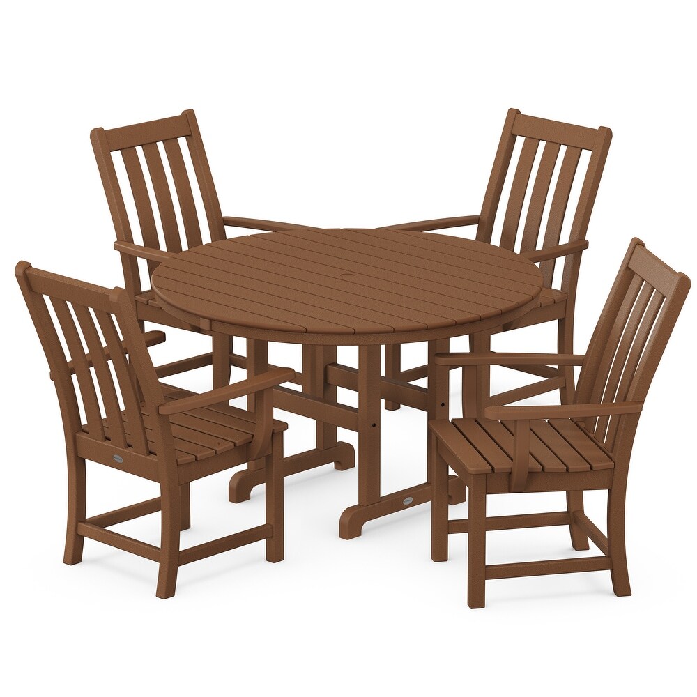 POLYWOOD Vineyard 5 Piece Round Arm Chair Dining Set   N/A