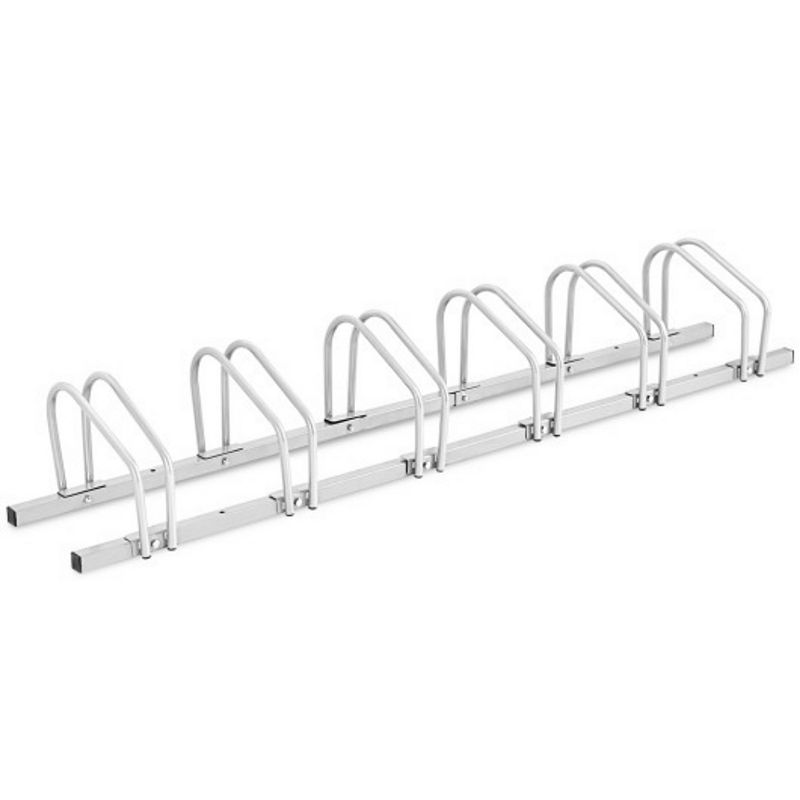 6 Bike Parking Garage Storage Bicycle Stand-Silver