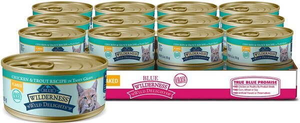 Blue Buffalo Wilderness Wild Delights Flaked Chicken and Trout Grain-Free Canned Cat Food