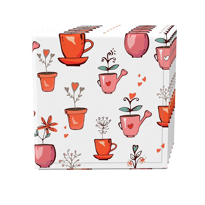 Napkin Set， 100% Polyester， Set of 4， 18x18， Love of Plants