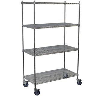 Storage Concepts Chrome 4-Tier Rolling Steel Wire Shelving Unit (60 in. W x 69 in. H x 18 in. D) WCC4-1860-63