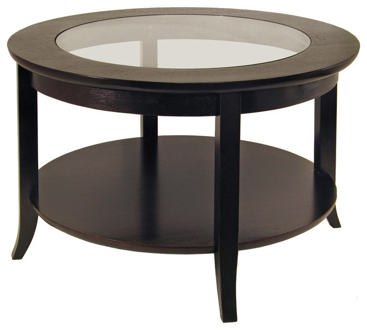 Winsome Wood Genoa Coffee Table  Glass Inset And Shelf   Transitional   Coffee Tables   by GwG Outlet  Houzz