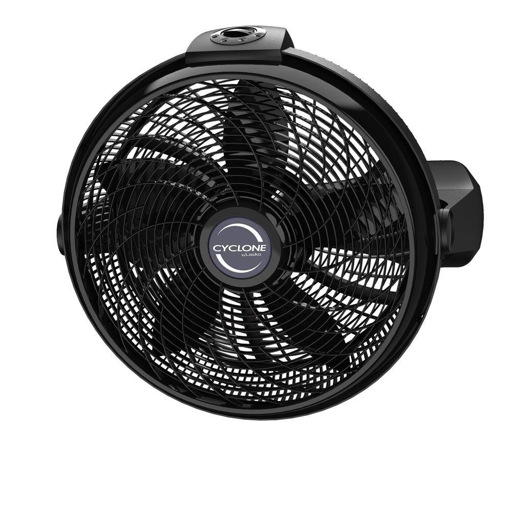 Lasko 20 in. 3 Speeds Cyclone Floor Fan in Black with 90 Degrees Tilt Adjustment Built-In Carry Handle Wall Mountable A20515