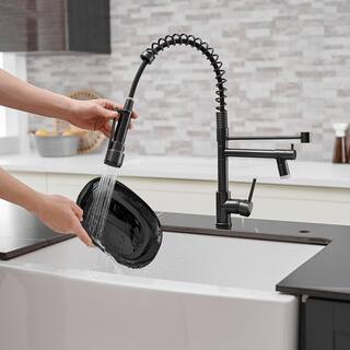 matrix decor Single Handle Standard Kitchen Faucet with LED in Matte Black MD-AL191ORBED