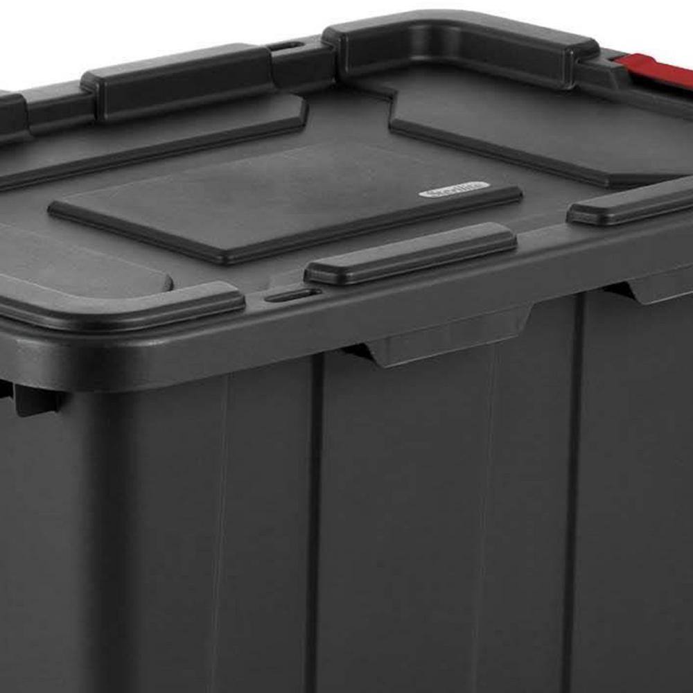 Sterilite 15-Gal. Durable Rugged Industrial Tote with Latches in Black (12-Pack) 12 x 14649006