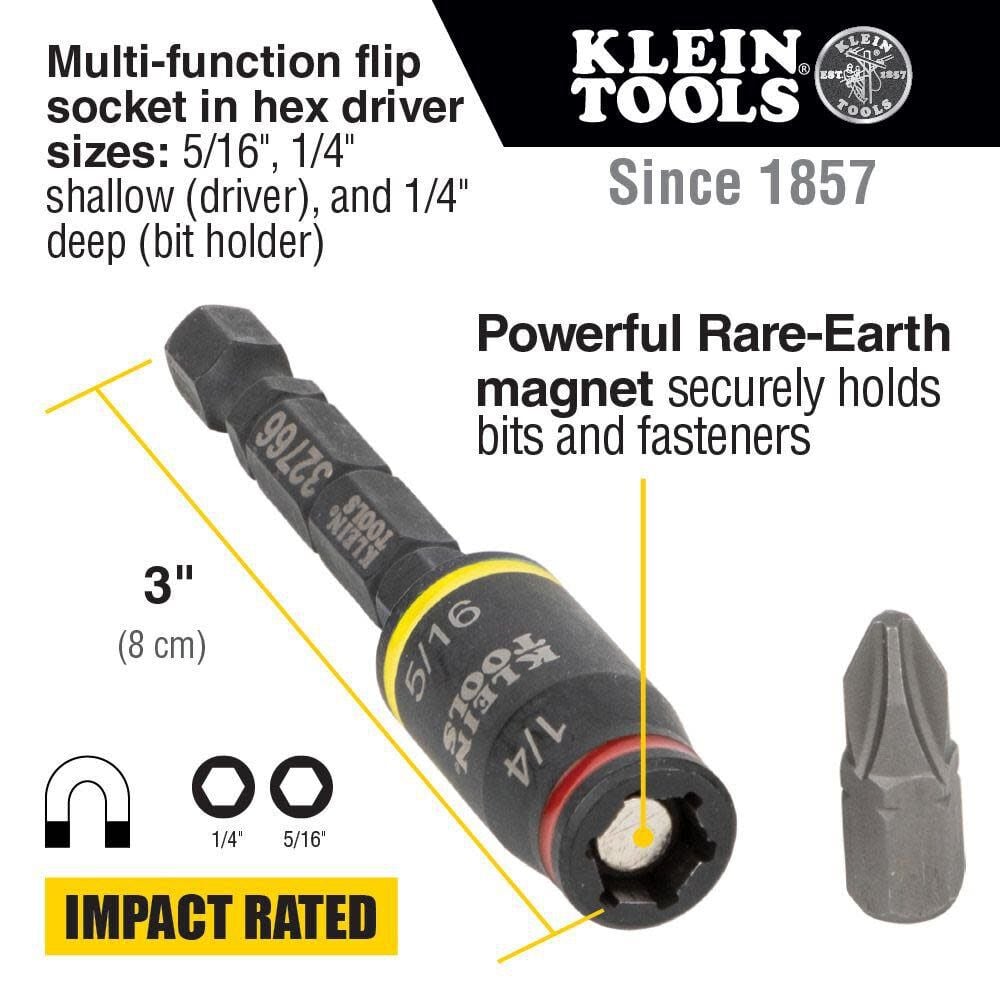 Klein Tools 3 in 1 Impact Flip Socket 32766 from Klein Tools