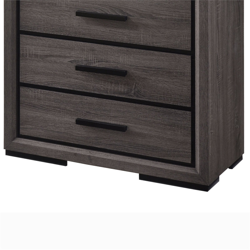 Furniture of America Drummond Contemporary Wood 5-Drawer Chest in Gray