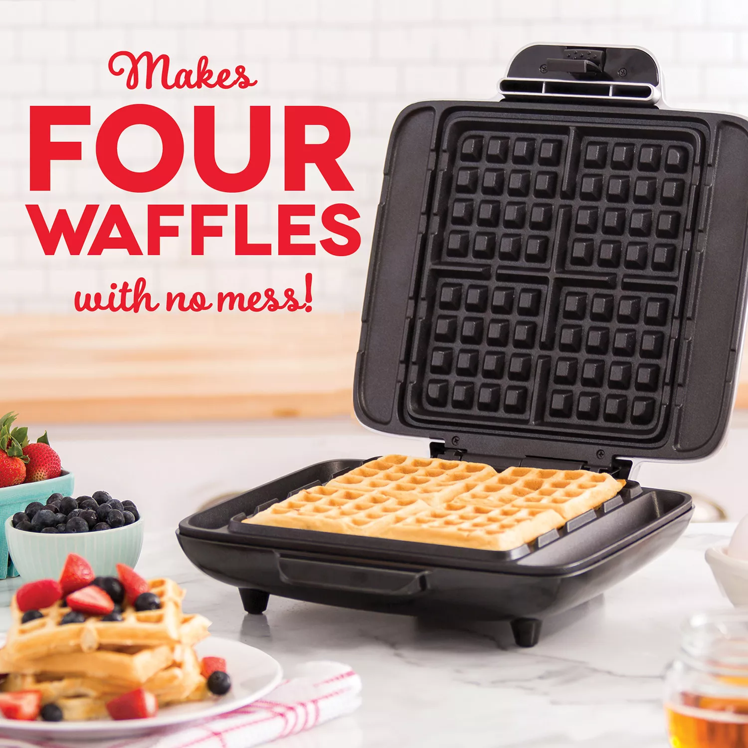 DASH No-Drip Belgian Waffle Maker: Waffle Iron 1200W + Waffle Maker Machine - Aqua