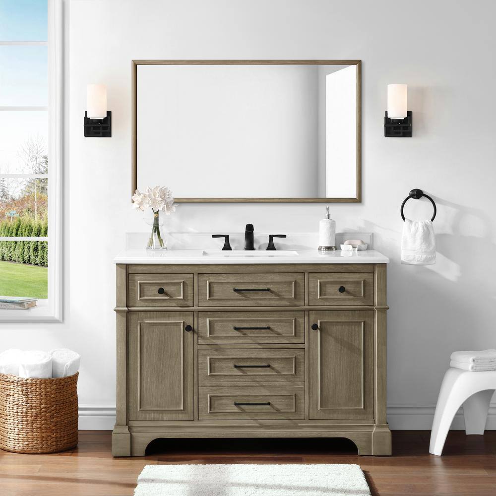 Home Decorators Collection Melpark 48 in. W x 30 in. H Framed Rectangular Bathroom Vanity Mirror in Antique Oak Melpark BMR-AO