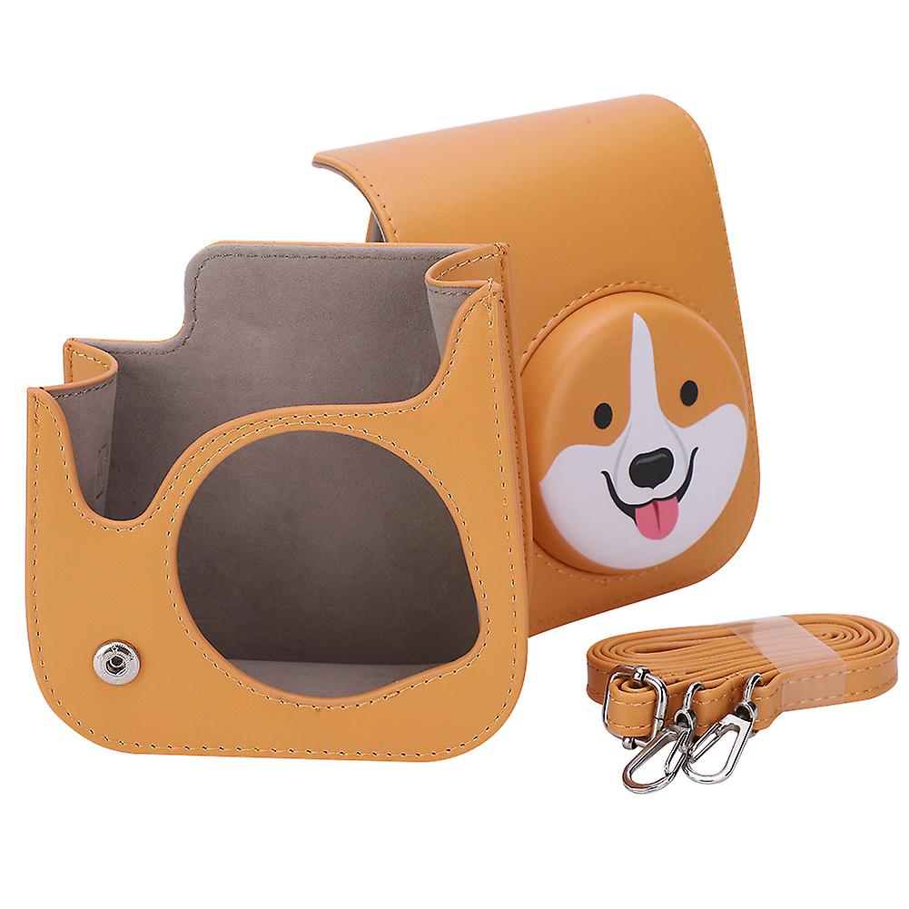 Pu Vintage Camera Bag Single Shoulder Messenger Storage Packet Fit For Mini11 Camerasyellow Dog