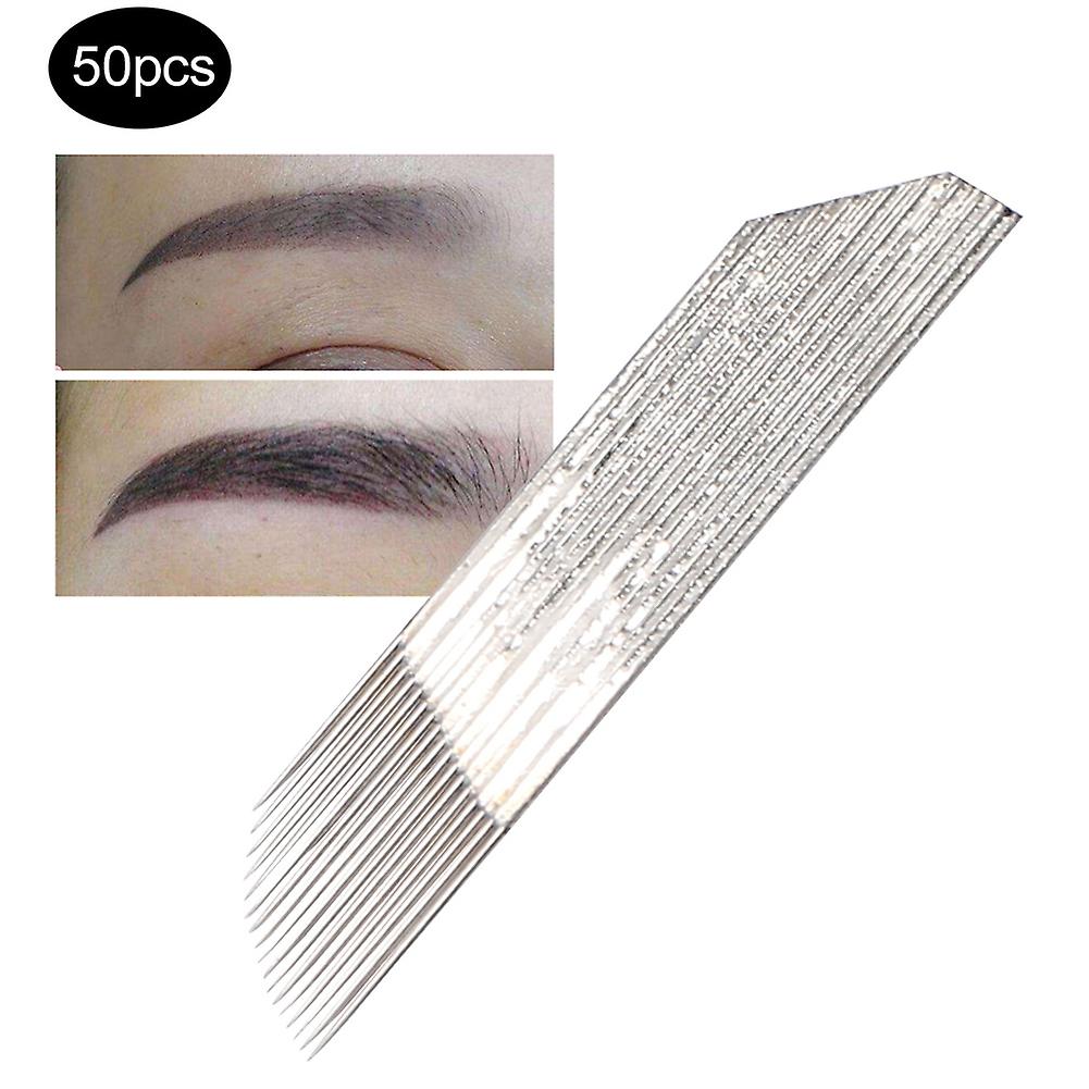 50pcs Tattoo Needle Microblading Eyebrow Tattoo Fast Coloring Needle Blade Accessorycurved Microblading 18 Pin