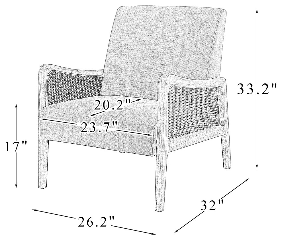 33.2 quotLiving Room Accent Chair  Rattan Arms  Set of 2   Tropical   Armchairs And Accent Chairs   by Karat Home  Houzz