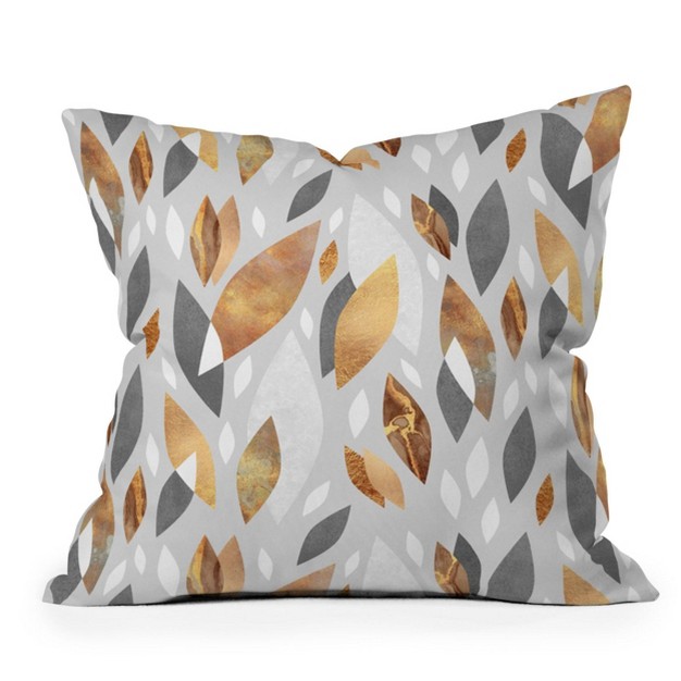 Elisabeth Fredriksson Falling Leaves Square Throw Pillow Gold Deny Designs