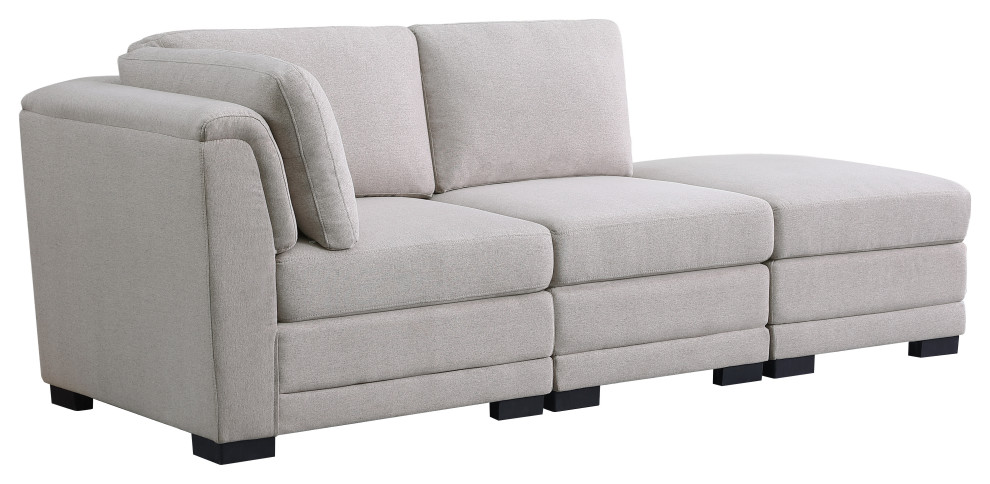 Kristin Light Gray Linen Reversible Sofa With Ottoman   Transitional   Sofas   by Lilola Home  Houzz