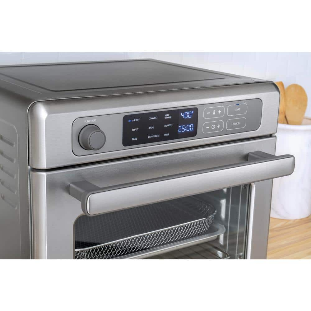 Oster 1400 W Brushed Stainless Steel Digital RapidCrisp Air Fryer Oven 9-Function Countertop Oven with Convection 2115890