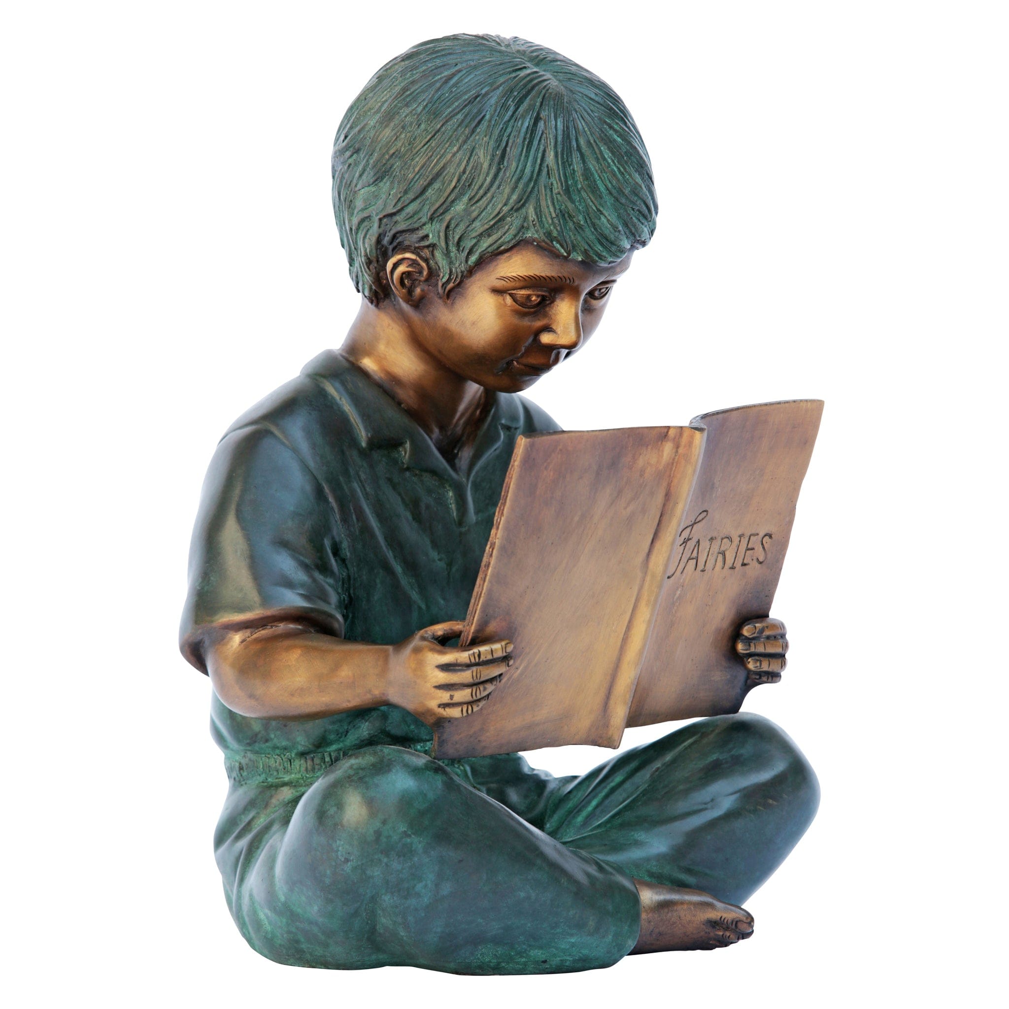 Story Book Boy Bronze Garden Statues by Design Toscano