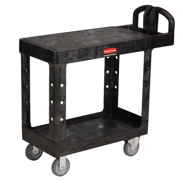 Rubbermaid Commercial Fg452500bla Flat Shelf 2 shelf 500 Lbs Capacity Utility Cart Black