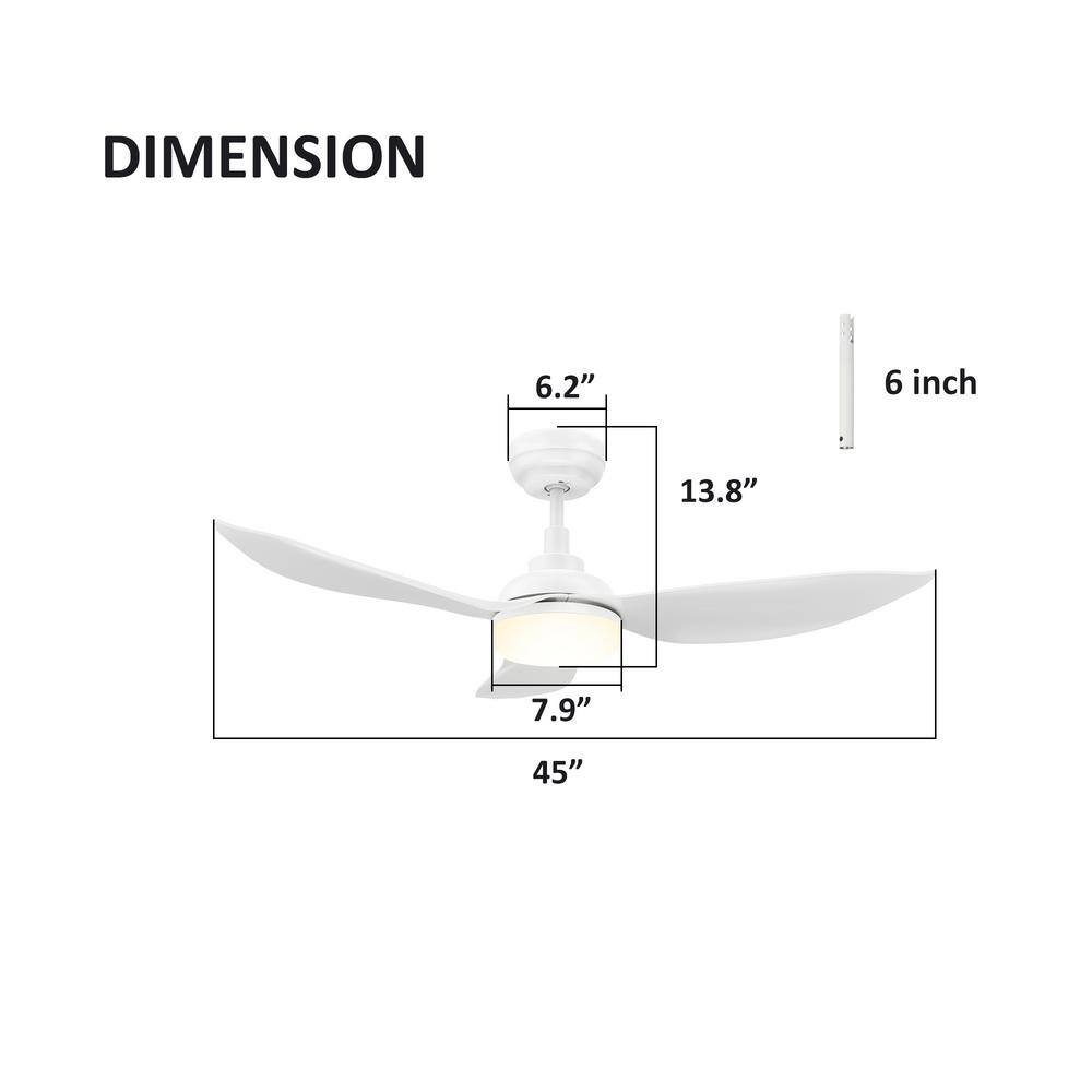 CARRO Daisy 45 in LED IndoorOutdoor White Smart Ceiling Fan Dimmable Light and Remote Works with AlexaGoogle HomeSiri