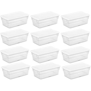 Sterilite 6 Qt. Plastic Storage Container Bin Snap Close White Lid in Clear (12 Pack) 12 X 16428012