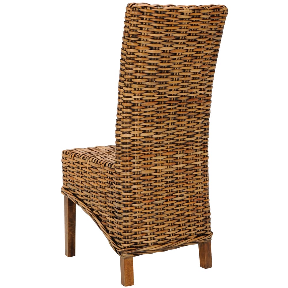 SAFAVIEH Dining Rural Woven St. Thomas Isla Wicker Brown High Back Dining Chairs (Set of 2)   18.5\