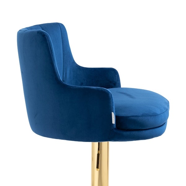 Modern Swivel Barstools with Footrest Velvet Adjustable Height Bar Chairs