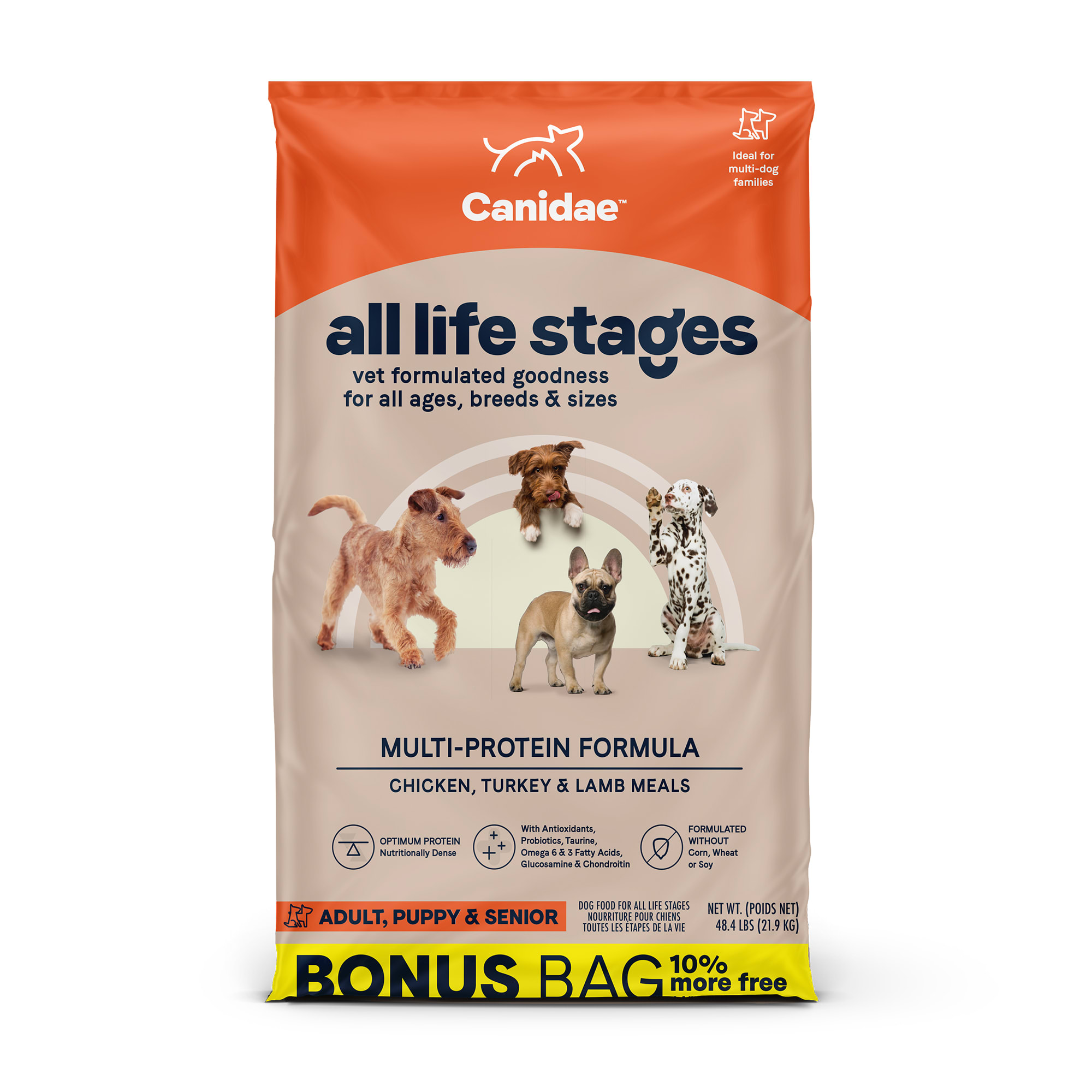 Canidae All Life Stages Multi-Protein Formula Chicken  Turkey Dry Dog Food， 48.4 lbs.