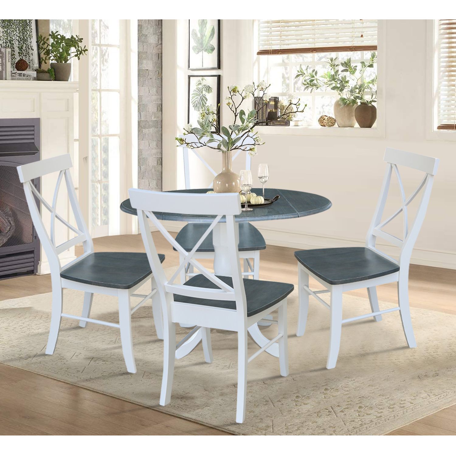 International Concepts Dual Drop Leaf Dining Table and Chair 5-piece Set