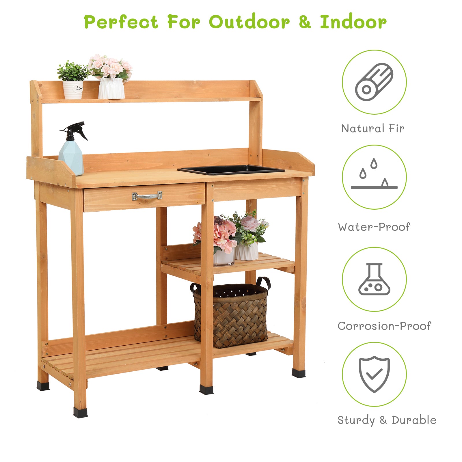 Winado Garden Workbench With Drawers And Sink Drawer Storage