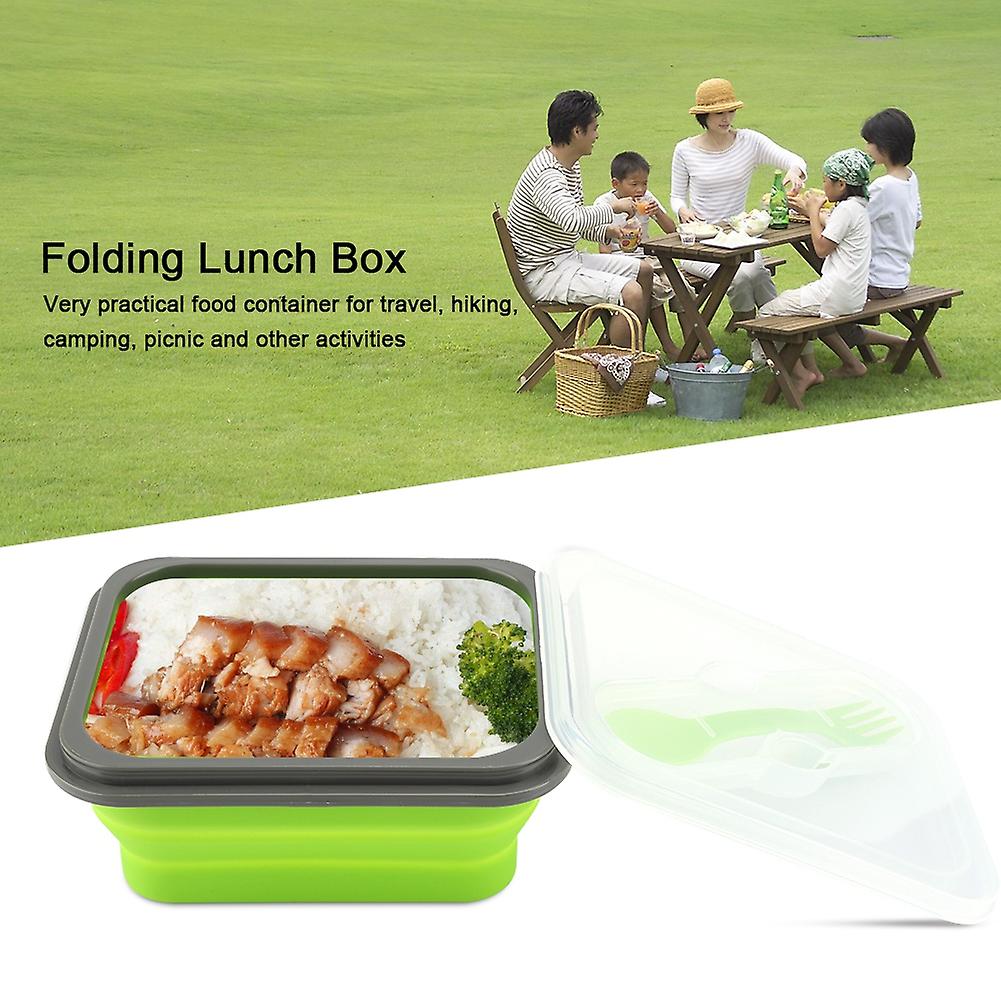 600ml Silicone Collapsible Portable Lunch Box Bowl Folding Food Storage Container Green