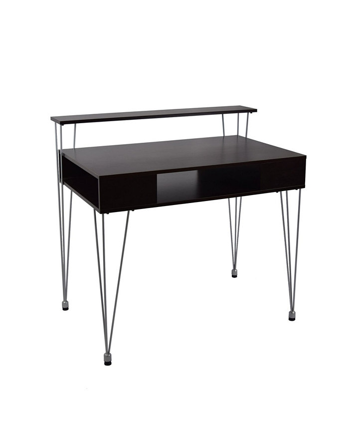 Proman Products Marcus Writing or Laptop Desk with Hutch and Bottom Compartment