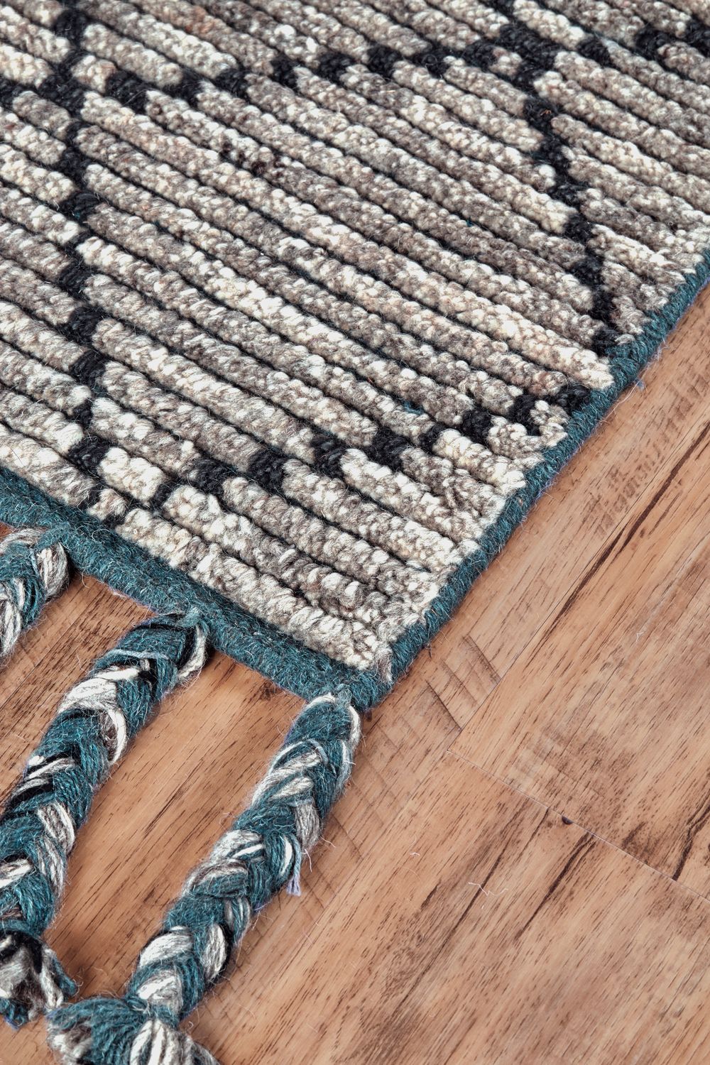 Vail Hand Knotted Taupe and Teal Rug by BD Fine