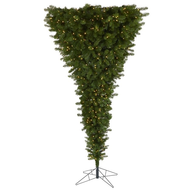 Nearly Natural 8' Sun Valley Spruce Upside Down Prelit Led Artificial Christmas Tree