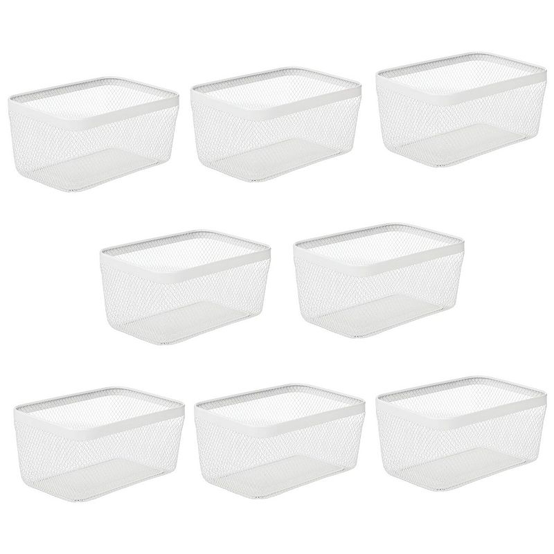 mDesign Steel Food Storage Organizer Bin Mesh Basket for Pantry - 8 Pack