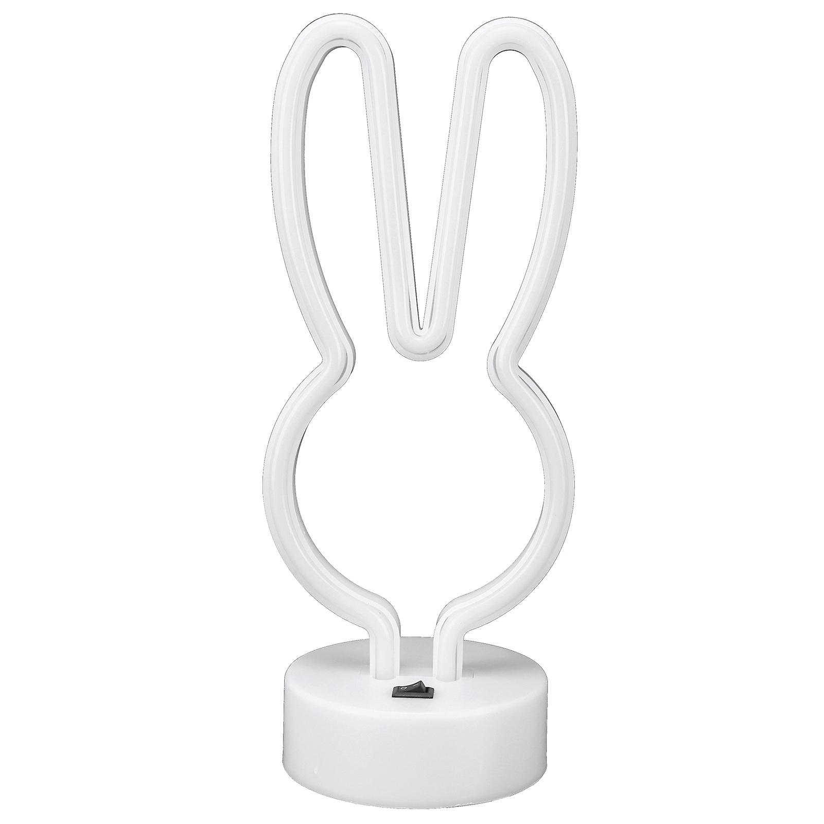 Rabbit Shape Led Neon Light Bedside Table Decor Neon Lamp With Base Usb/battery Poweredwarm Colour