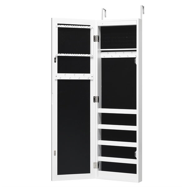 Costway Wall Door Mounted Mirrored Jewelry Cabinet Organizer Storage - See Details - - 23038811