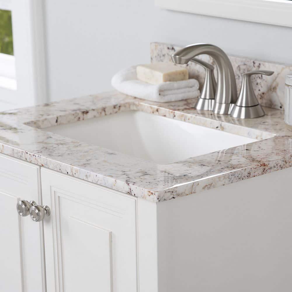 Home Decorators Collection 25 in W x 22 in D Stone Effects Cultured Marble Vanity Top in Rustic Gold with Undermount White Sink