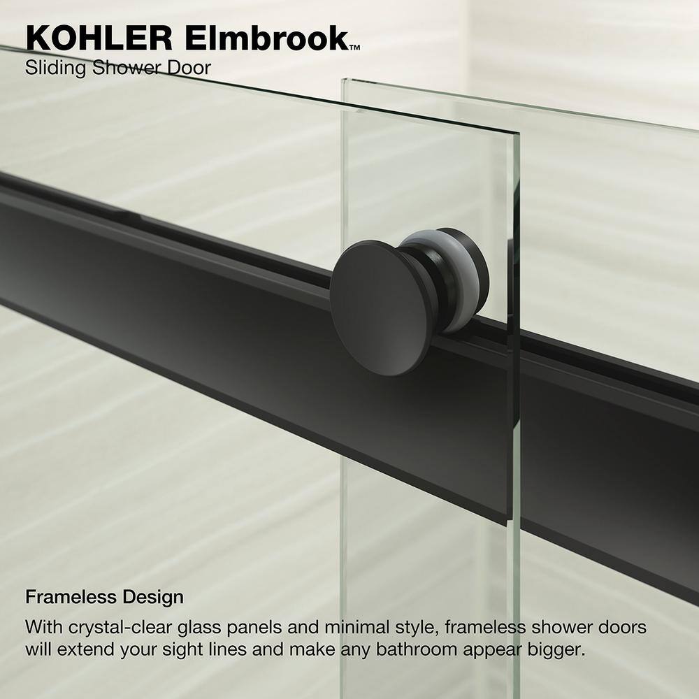 KOHLER Elmbrook 59.625 in. x 61.5625 in. Frameless Sliding Bathtub Door in Matte Black K-706853-8L-BL