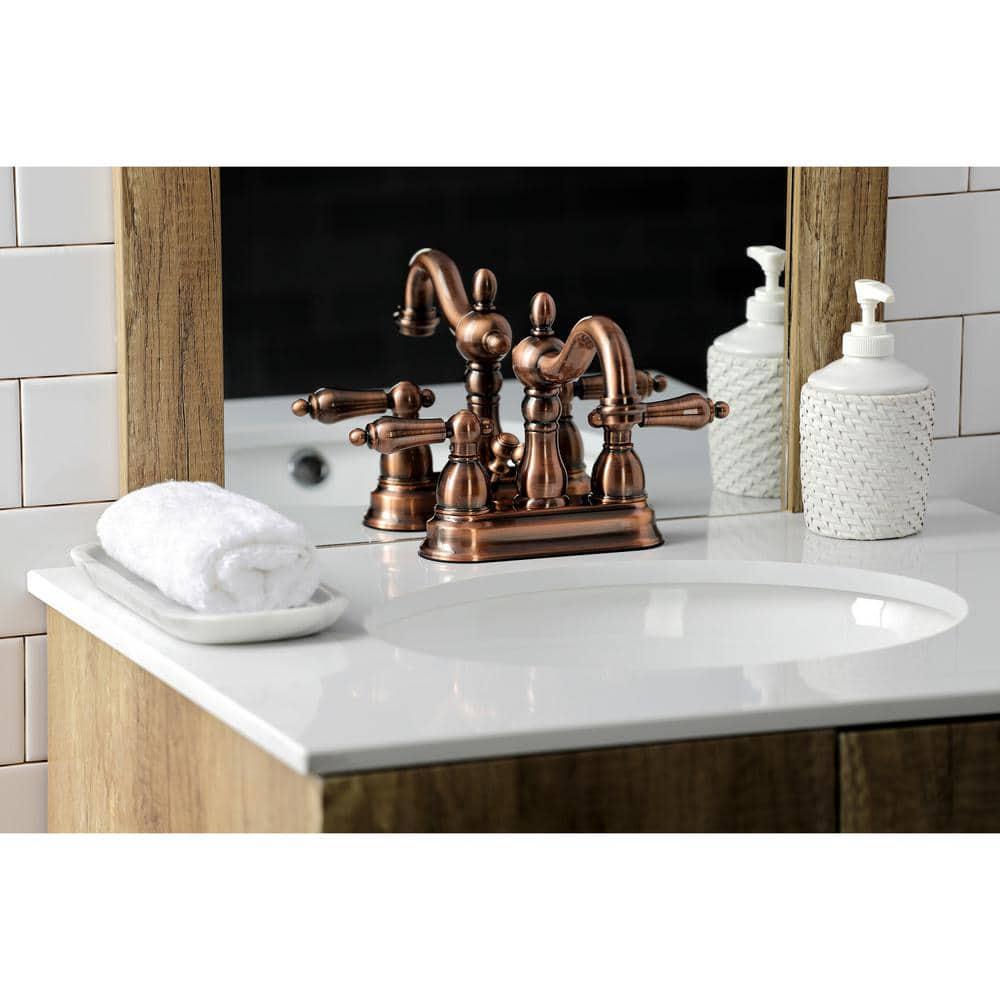 Kingston Brass Heritage 4 in Centerset 2Handle Bathroom Faucet in Antique Copper