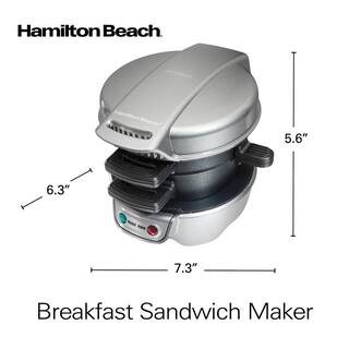 Hamilton Beach 600 W Silver Non-Stick Breakfast Sandwich Maker 25475