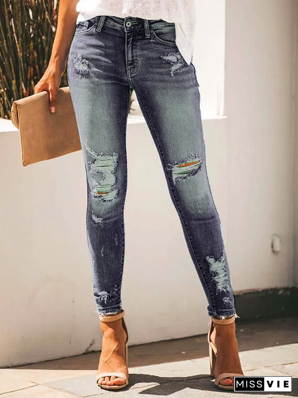 Solid Casual Denim Jeans