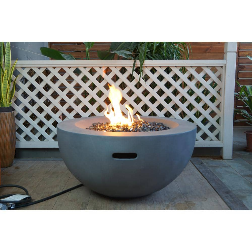 Hampton Bay Grove Park 36 in. x 18 in. Round Concrete Propane Gas Fire Pit FP20517