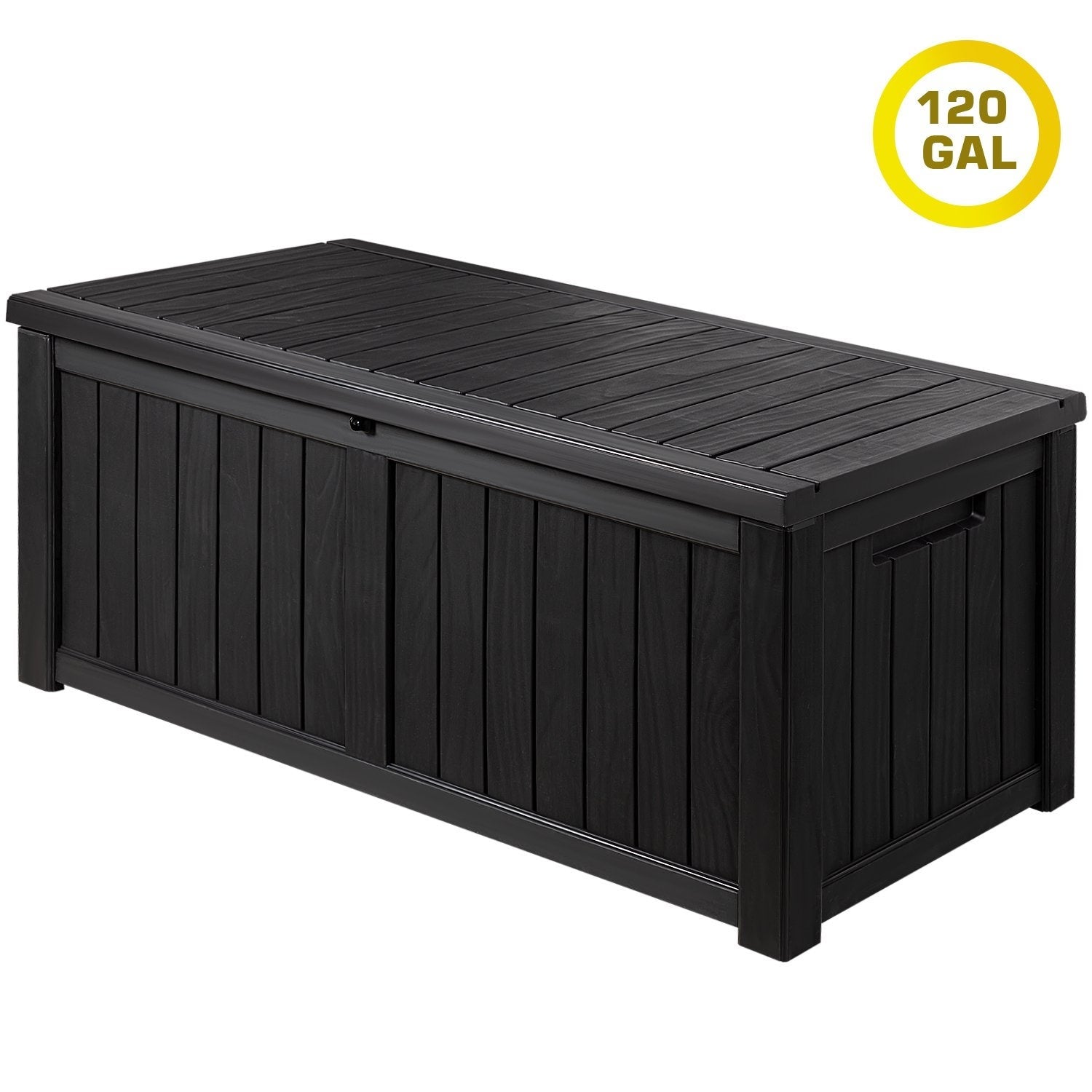 Lacoo 100-120 Gallon Patio Storage Box All Weather Plastic Deck Box Black 100