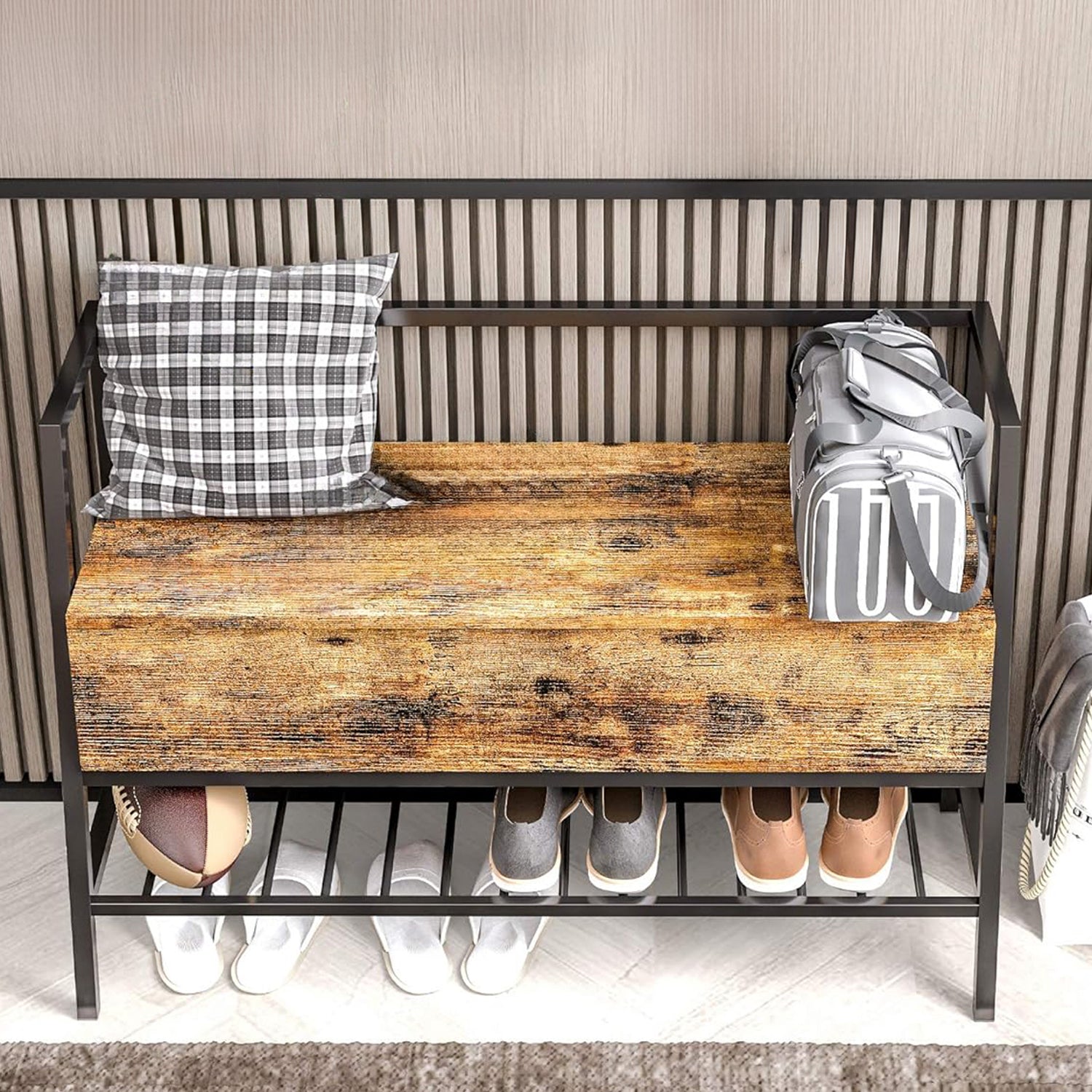 Entryway Bench Shoe Bench With Shoe Rack and Storage Box for Entryway, Bedroom, Hallway